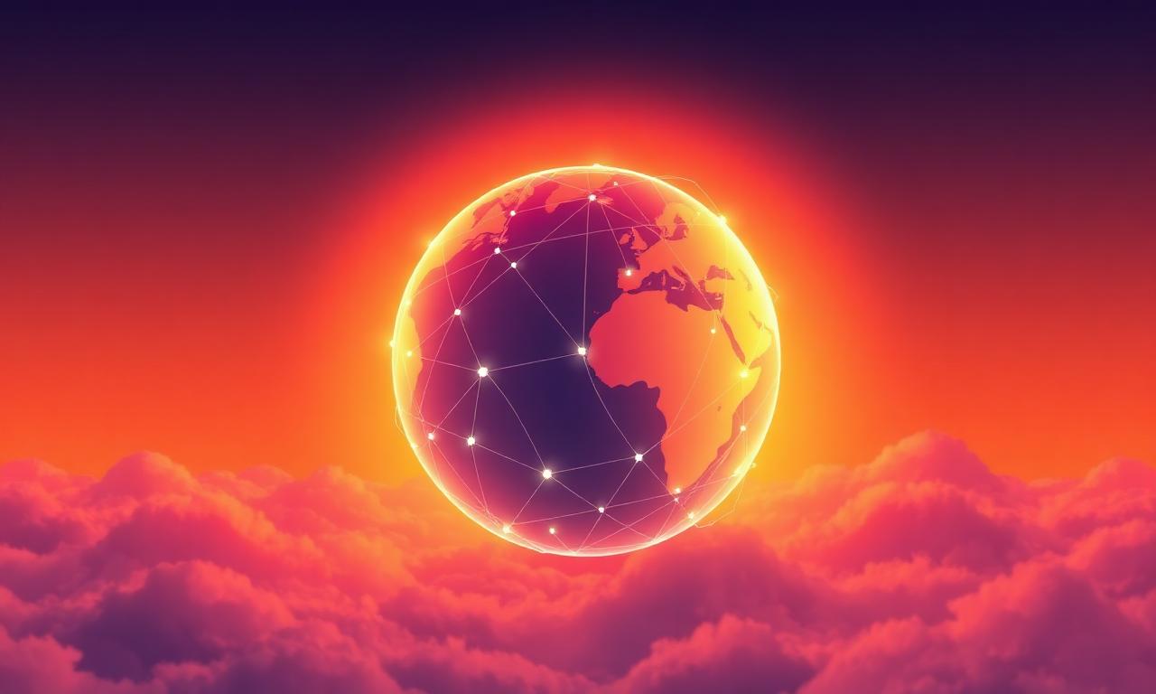 Glowing connected globe representing internet domains